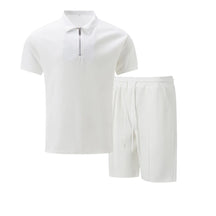 2025 simple men's suit summer new short sleeve shorts two-piece outdoor leisure handsome men's solid color trend suit