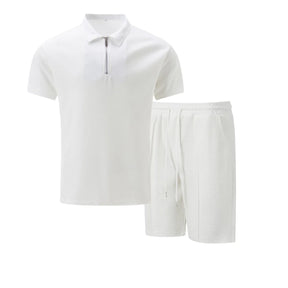 2025 simple men's suit summer new short sleeve shorts two-piece outdoor leisure handsome men's solid color trend suit