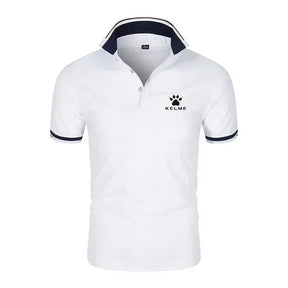 Brand KELME Quality 100% Cotton Men's T-shirt Solid Body POLO Shirt Fashion Design V-neck Casual Short-sleeved Men's Clothing