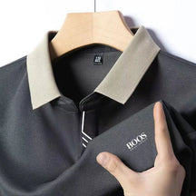 Men's New Summer Embroidery Business Casual Short Sleeved POLO Shirt High Quality Short Sleeved Ice Silk Is Cool Breathable Top