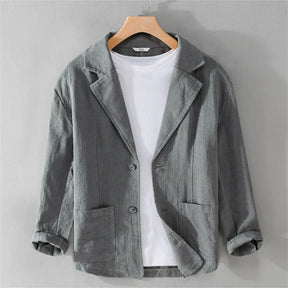 men's Blazers Linen and Cotton Casual men clothing fashion 2024 Spring Autumn Solid Tops for Young men loose Suit Coat