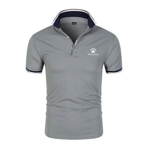 Brand KELME Quality 100% Cotton Men's T-shirt Solid Body POLO Shirt Fashion Design V-neck Casual Short-sleeved Men's Clothing