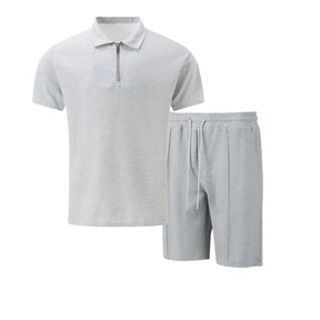 2025 simple men's suit summer new short sleeve shorts two-piece outdoor leisure handsome men's solid color trend suit