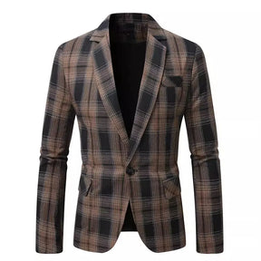 Classic Black Striped Suit Coat with V-Neckline Single-Button Casual Jacket for Men's Leisure Blazers, Size M-XXL