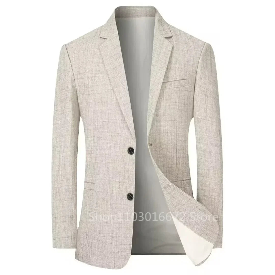 Linen Men Blazer for Summer Vacation 1 Piece Male Suit Jackets for Business Party Casual Suit Designer Slim Fit Blazers