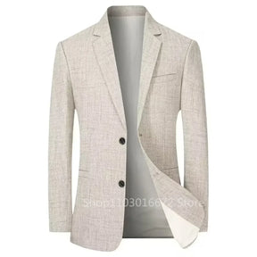 Linen Men Blazer for Summer Vacation 1 Piece Male Suit Jackets for Business Party Casual Suit Designer Slim Fit Blazers