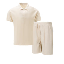 2025 simple men's suit summer new short sleeve shorts two-piece outdoor leisure handsome men's solid color trend suit