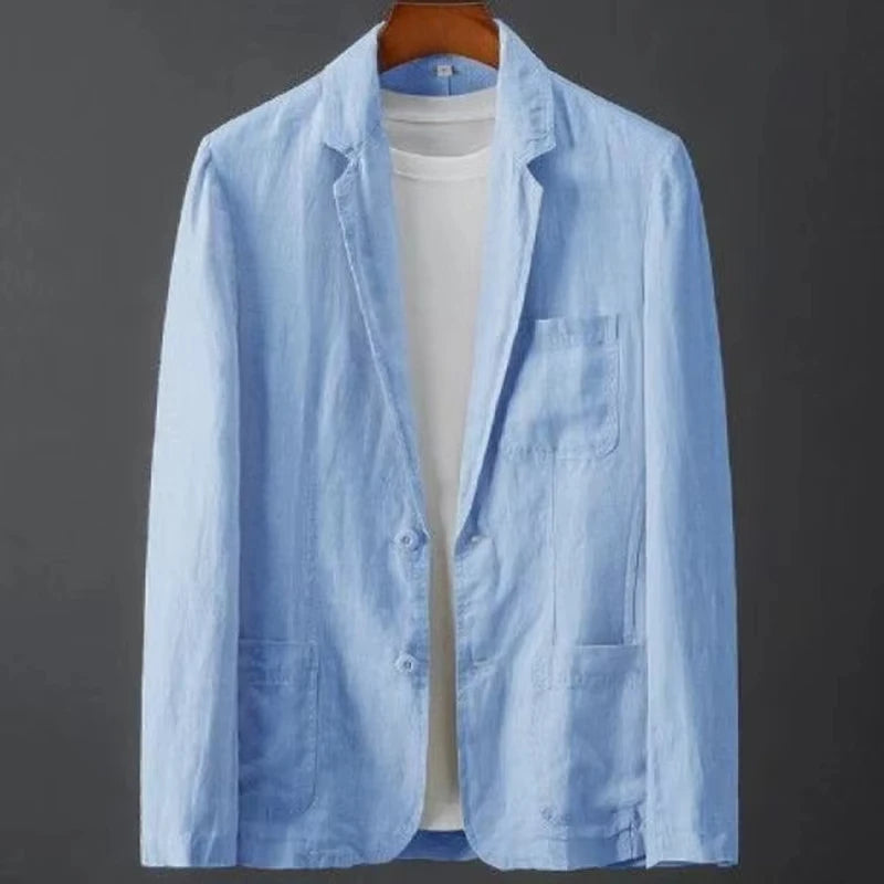 Men's Cotton Linen Blazer Jacket Spring Summer High Quality Solid Slim Casual Business Thin Breathable Suit Coat Male Clothing